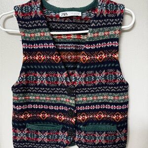Zara Colorful Patterned Knit Vest